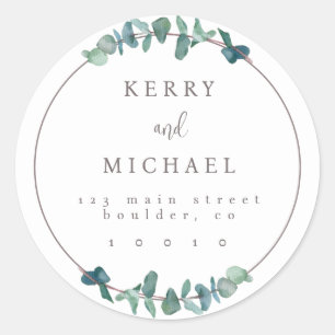 Watercolor Eucalyptus Round Return Address Label