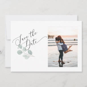 Watercolor Eucalyptus Save the Date Photo Card