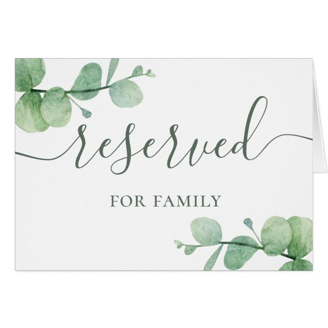 Watercolor eucalyptus script wedding reserved sign (Front Horizontal)