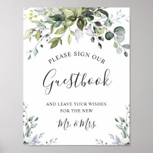 Watercolor Eucalyptus Sign Our Guestbook Sign