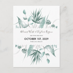 Watercolor Eucalyptus & Succulent Save The Date Postcard