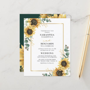 Watercolor Eucalyptus Sunflower Wedding Invitation