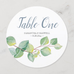 Watercolor Eucalyptus Table Number