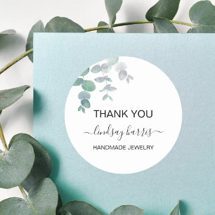 Watercolor Eucalyptus Thank You Jewellery  Classic Round Sticker