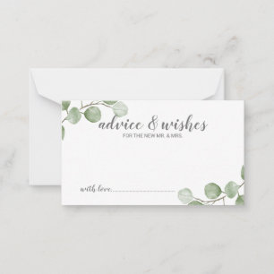 Watercolor Eucalyptus Wedding Advice and Wishes