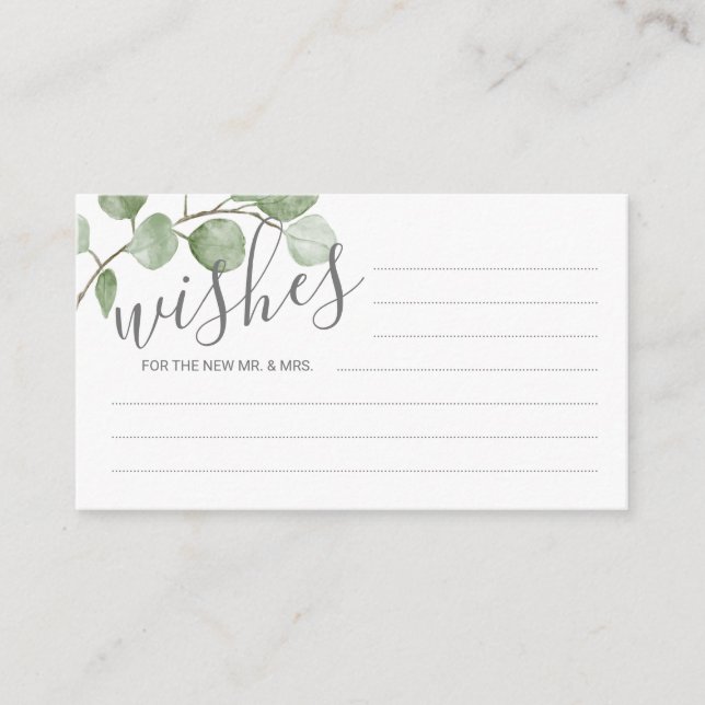 Watercolor Eucalyptus Wedding Advice and Wishes (Front)