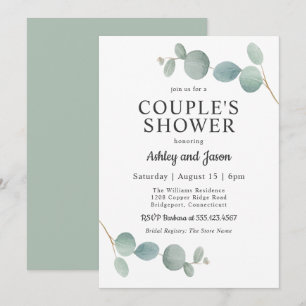 Watercolor Eucalyptus Wedding Couple's Shower Invitation