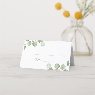 Watercolor Eucalyptus Wedding Folded Place Card