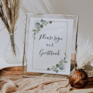 watercolor eucalyptus wedding guestbook sign