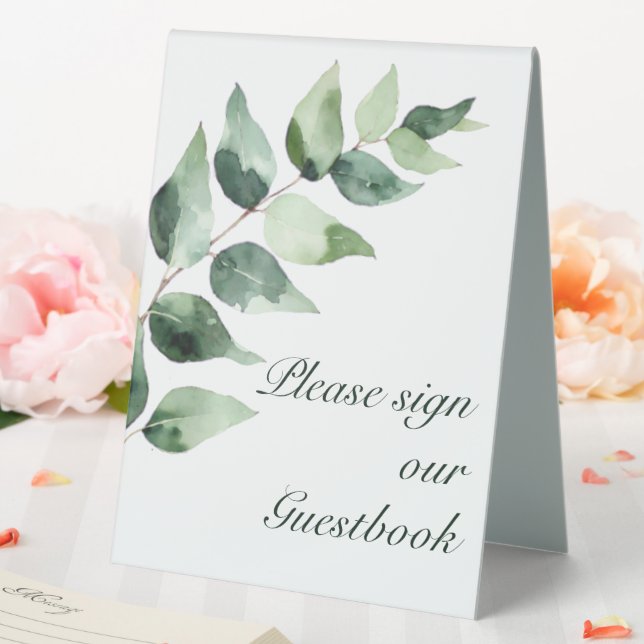 Watercolor Eucalyptus Wedding Guestbook | White  (In SItu (Wedding))