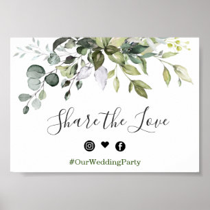 Watercolor Eucalyptus Wedding Hashtag Sign