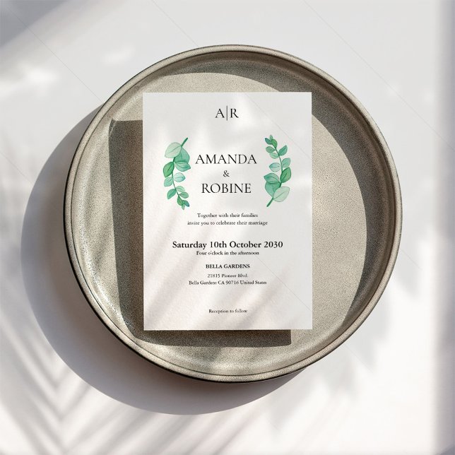 Watercolor Eucalyptus Wedding Invitation (Creator Uploaded)