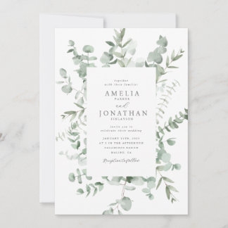 Watercolor Eucalyptus Wedding Invitation