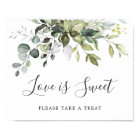 Watercolor Eucalyptus Wedding Love is Sweet Sign