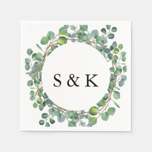 Watercolor Eucalyptus Wedding Napkin