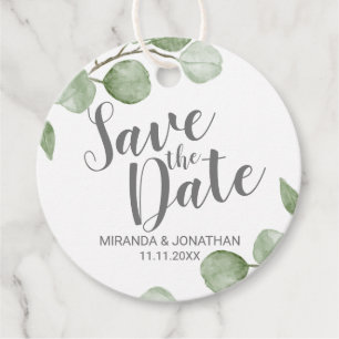 Watercolor Eucalyptus Wedding Save the Date Favour Tags