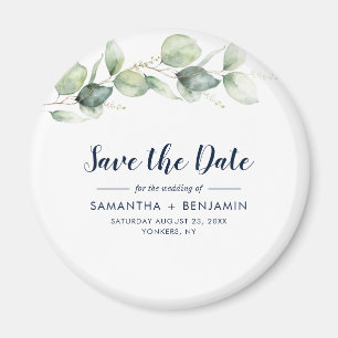 Watercolor Eucalyptus Wedding Save the Date Magnet