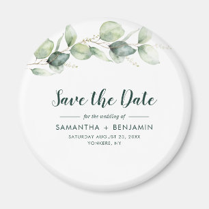 Watercolor Eucalyptus Wedding Save the Date Magnet
