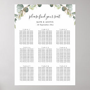 watercolor eucalyptus wedding seating chart
