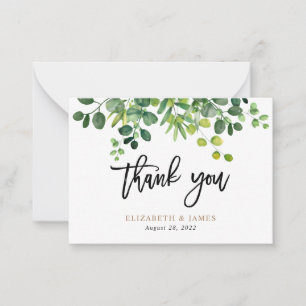 Watercolor Eucalyptus Wedding Thank You Card
