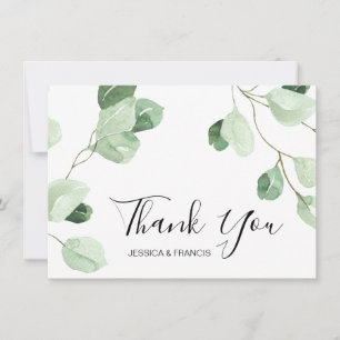 watercolor eucalyptus wedding thank you invitation