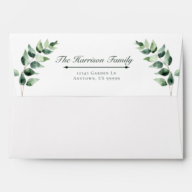 Watercolor Eucalyptus Wedding | White Envelope (Back (Top Flap))