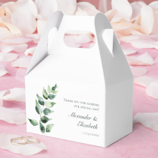 Watercolor Eucalyptus Wedding | White Favour Box