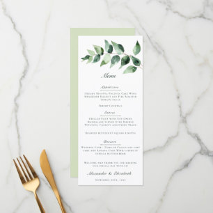 Watercolor Eucalyptus Wedding White Menu