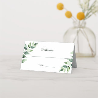 Watercolor Eucalyptus Wedding | White Place Card