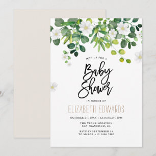 Watercolor Eucalyptus Wildflowers Baby Shower Invitation