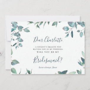 Watercolor Eucalyptus Will You Be My Bridesmaid Invitation