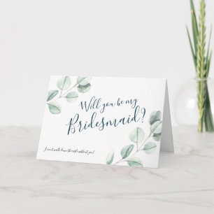 Watercolor Eucalyptus Will You Be my Bridesmaid Invitation