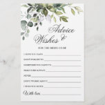 Watercolor Eucalyptus Wishes & Advice Card<br><div class="desc">Watercolor Eucalyptus Wishes & Advice Card.
Personalise with the bride to be's name and date of shower. 
For further customisation,  please click the "customise further" link. If you need help,  contact me please.</div>