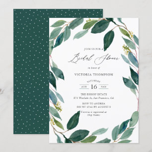 Watercolor Eucalyptus Wreath Bridal Shower Invitation