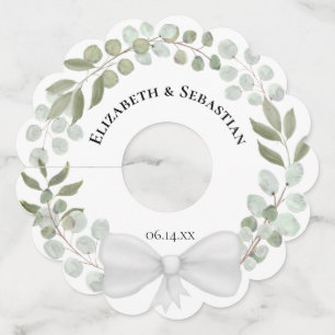 Watercolor Eucalyptus Wreath Rustic Boho Wedding W Wine Glass Tag