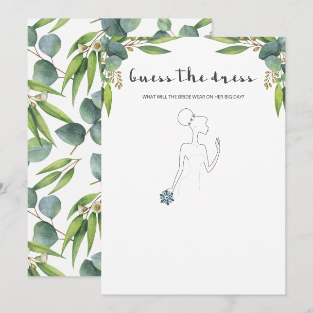 Watercolor Eucalyptus Wreath Wedding Dress Game (Front/Back)
