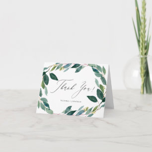 Watercolor Eucalyptus Wreath Wedding Thank You Card