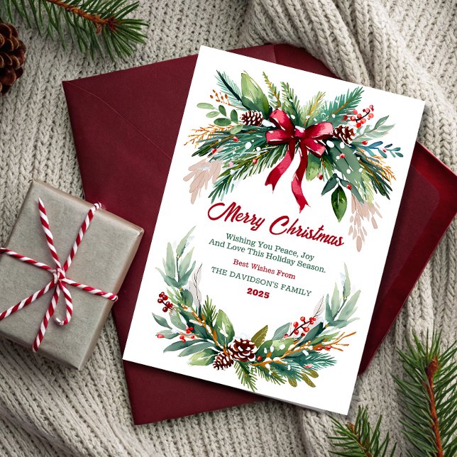 Watercolor Evergreen Christmas Greeting Card (Creator Uploaded)