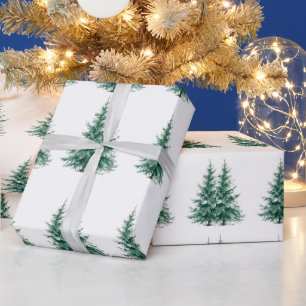 Watercolor Evergreen Christmas Tree Wrapping Paper