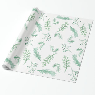 Watercolor Evergreen Holiday Wrapping Paper