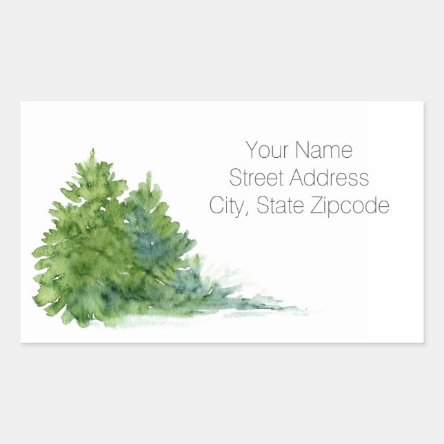 Watercolor Evergreen Trees Address Labels (Front)