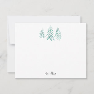 Watercolor Evergreen Trees Brushstrokes  Card