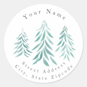 Watercolor Evergreen Trees Brushstrokes Labels