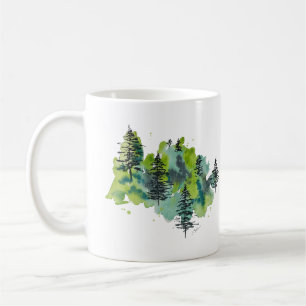 Watercolor Evergreen Trees Mug