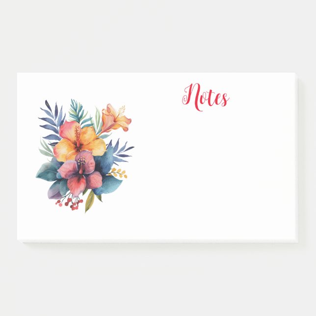 Watercolor exotic flowers post-it notes (Front)