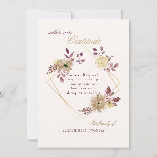 Watercolor Expression Sympathy Thank You Card (Front)