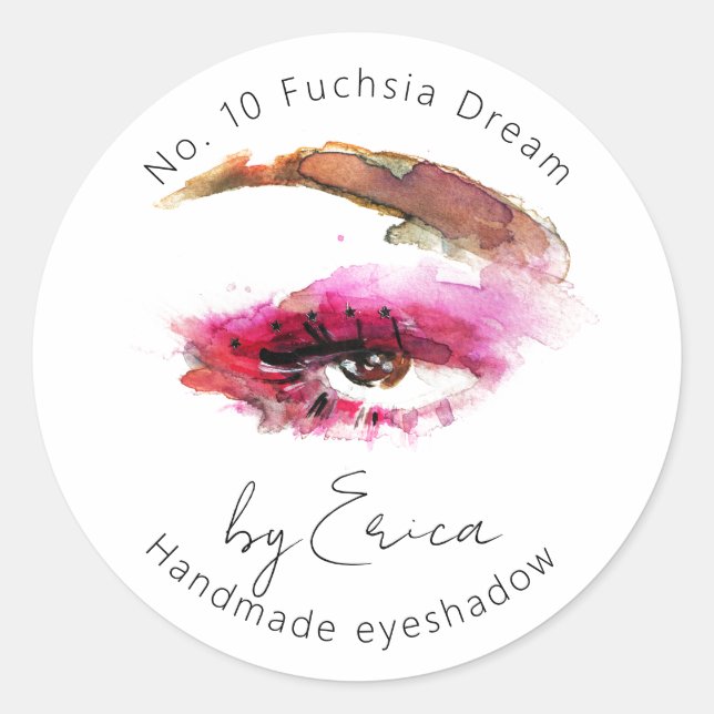 Watercolor Eye Painting Makeup Eyeshadow Packaging Classic Round Sticker (Front)