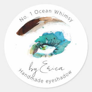 Watercolor Eye Painting Makeup Eyeshadow Packaging Classic Round Sticker