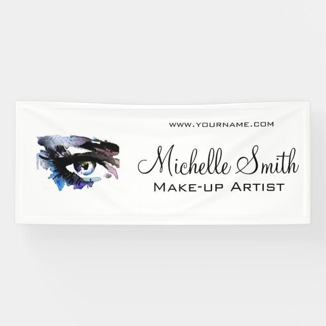 Watercolor eyes lash extension makeup branding banner (Horizontal)