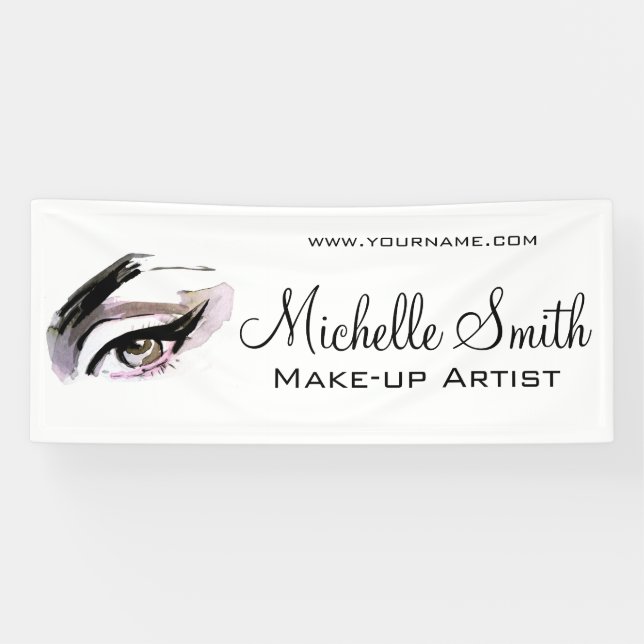 Watercolor eyes lash extension makeup branding banner (Horizontal)